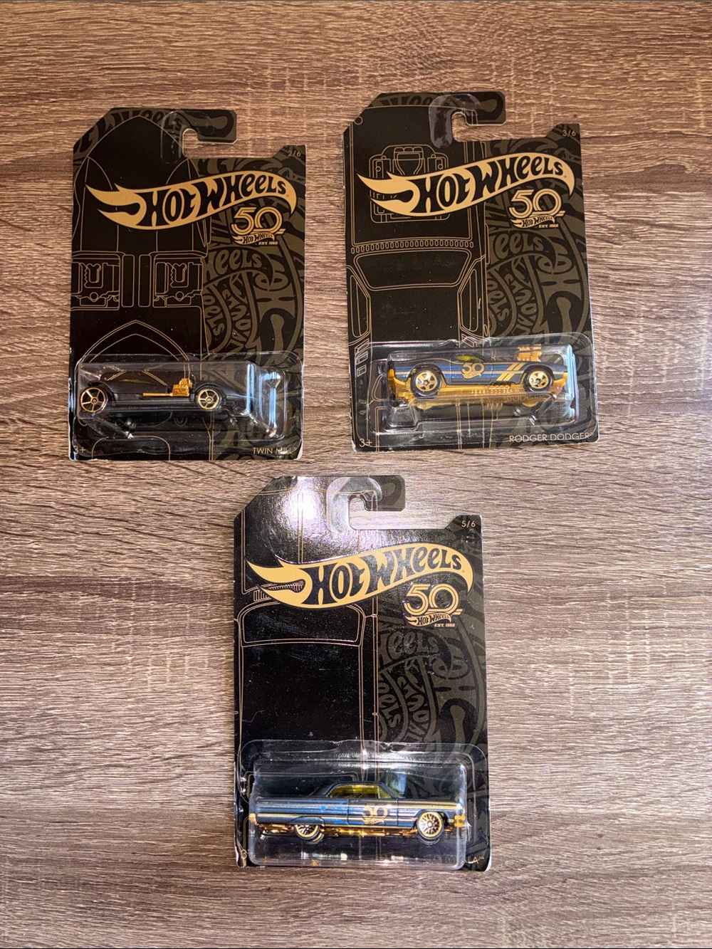 50th Anniversary Collectible Toy Cars - Black & Gold 2,3&5